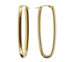 BellaOro  14K Gold Over Resin Elongated Oval Hoop Earrings, 2"