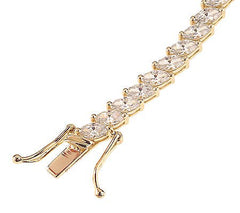 Diamonique 7.65 ct tw 6-1/2" Marquise Tennis Bracelet 14K Gold