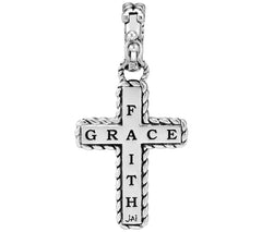 JAI Sterling Silver & 14K Hammered Cross Enhancer, 1-1/2"