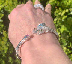 Judith Ripka Sterling Diamonique & Gemstone Elehant Cuff, 8"