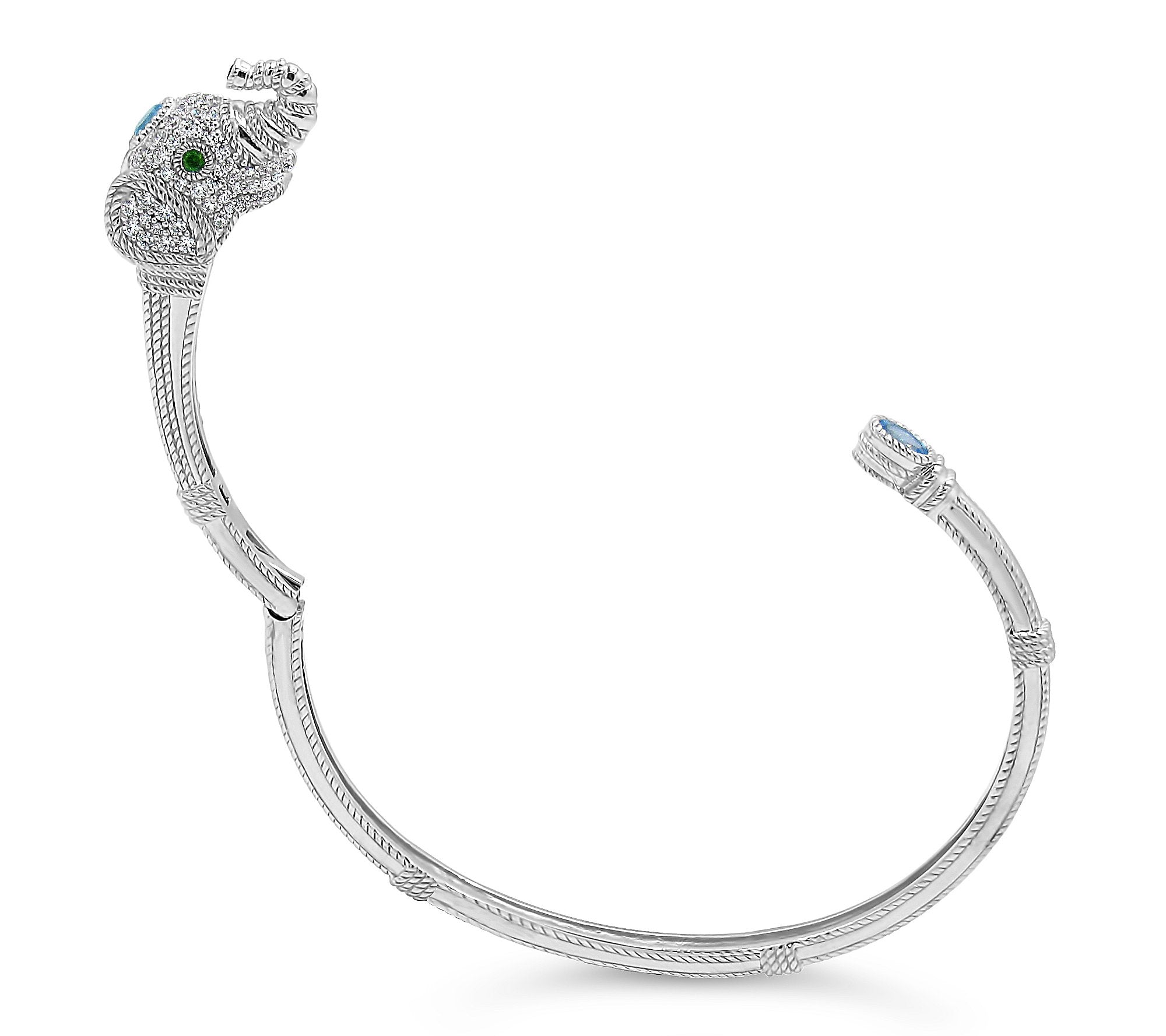 Judith Ripka Sterling Diamonique & Gemstone Elehant Cuff, 8"