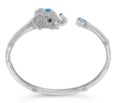 Judith Ripka Sterling Diamonique & Gemstone Elehant Cuff, 8"