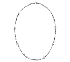JAI Sterling Silver Station 3.7mm Box Chain 24"Necklace, 34g