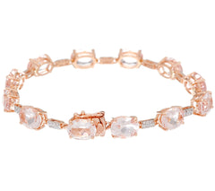 QVC 14K Rose Gold Morganite & Diamond Tennis Bracelet, 6"
