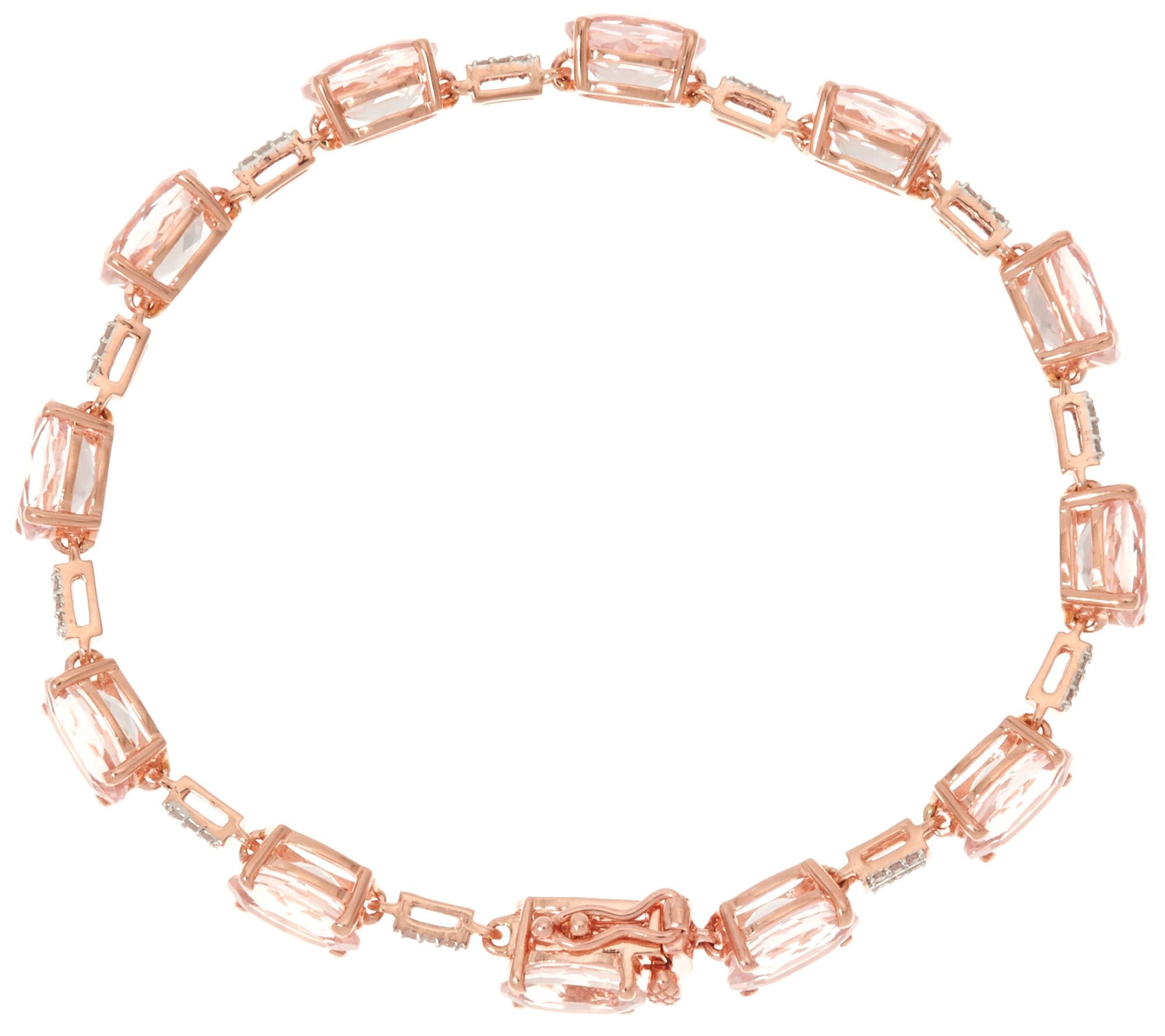 QVC 14K Rose Gold Morganite & Diamond Tennis Bracelet, 6"