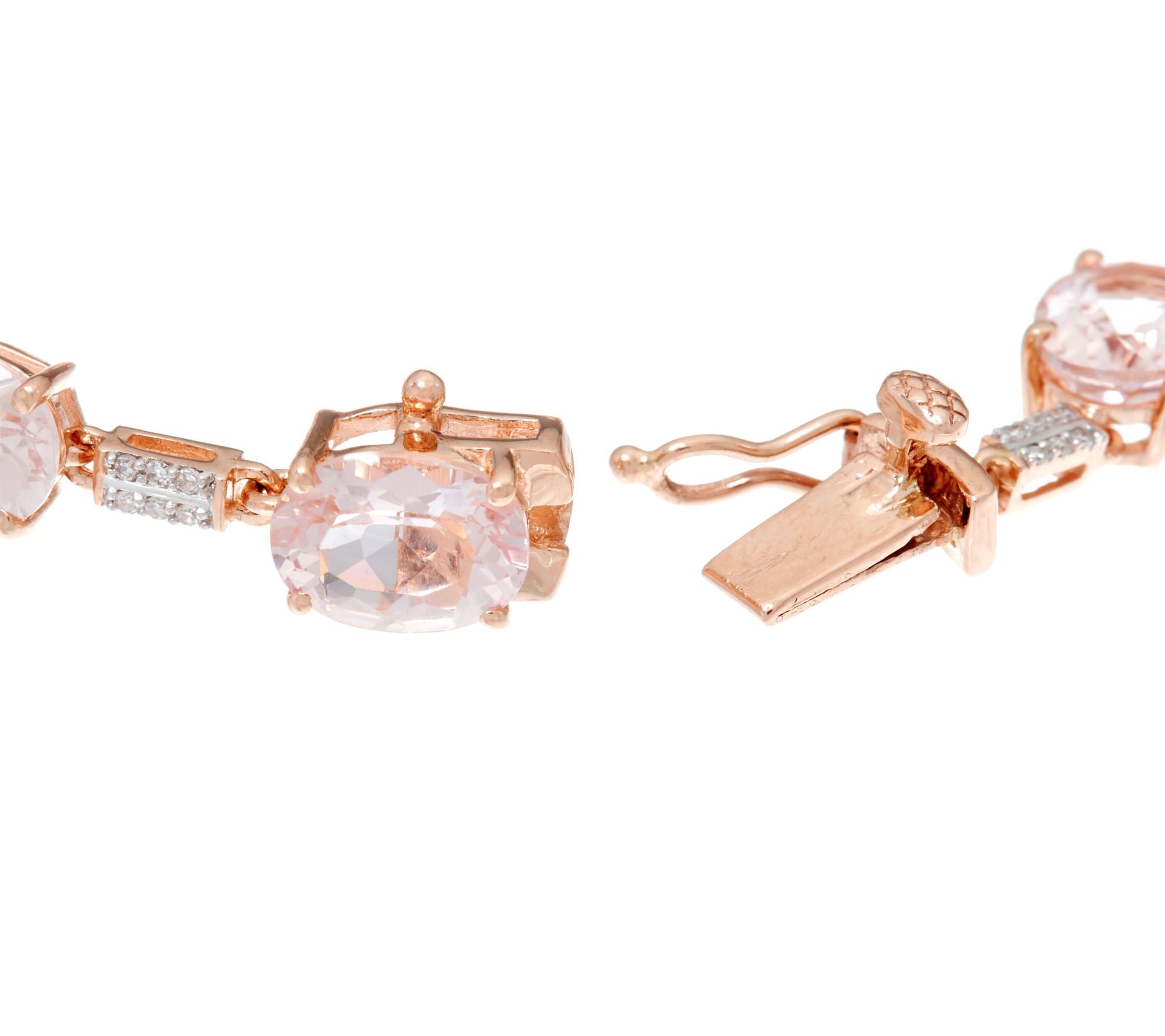 QVC 14K Rose Gold Morganite & Diamond Tennis Bracelet, 6"