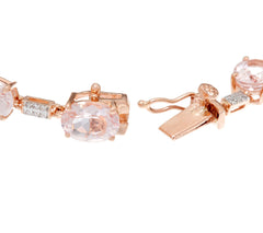 QVC 14K Rose Gold Morganite & Diamond Tennis Bracelet, 6"