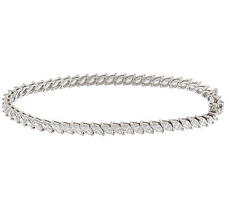 Epiphany Platinum Clad Diamonique Marquise Tennis Bracelet, 8"