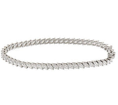 Epiphany Platinum Clad Diamonique Marquise Tennis Bracelet, 8"