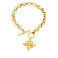 Pulsera Bellezza de bronce con dije de palanca, 16,5 cm
