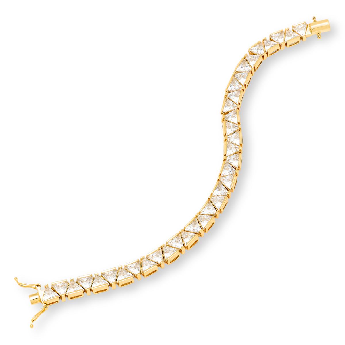 Absolute Sterling Silver Goldclad 6mm Trilliant Magnetic Clasp Line Bracelet, 6-3/4"