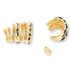 Rarities 22k Gold-Plated Sterling Silver Black Spinel Cuff Earrings, Pierced