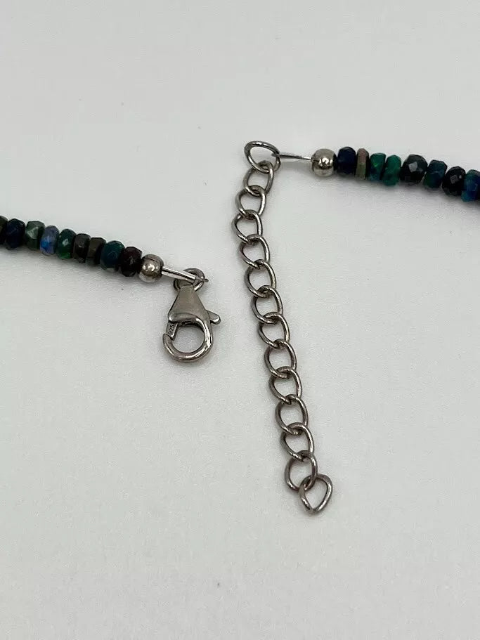 Colleen Lopez Sterling Silver Faceted Black Opal Beaded Necklace. 18"