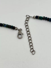 Colleen Lopez Sterling Silver Faceted Black Opal Beaded Necklace. 18"