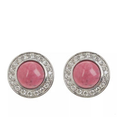 Colleen Lopez Silvertone Rhodolite & White Topaz Stud Earrings