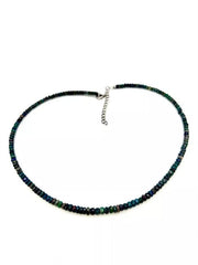 Colleen Lopez Sterling Silver Faceted Black Opal Beaded Necklace. 18"