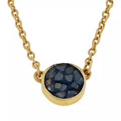 Collar con colgante redondo de diamantes azules triturados, estilo art déco, de plata de ley, 45,7 cm