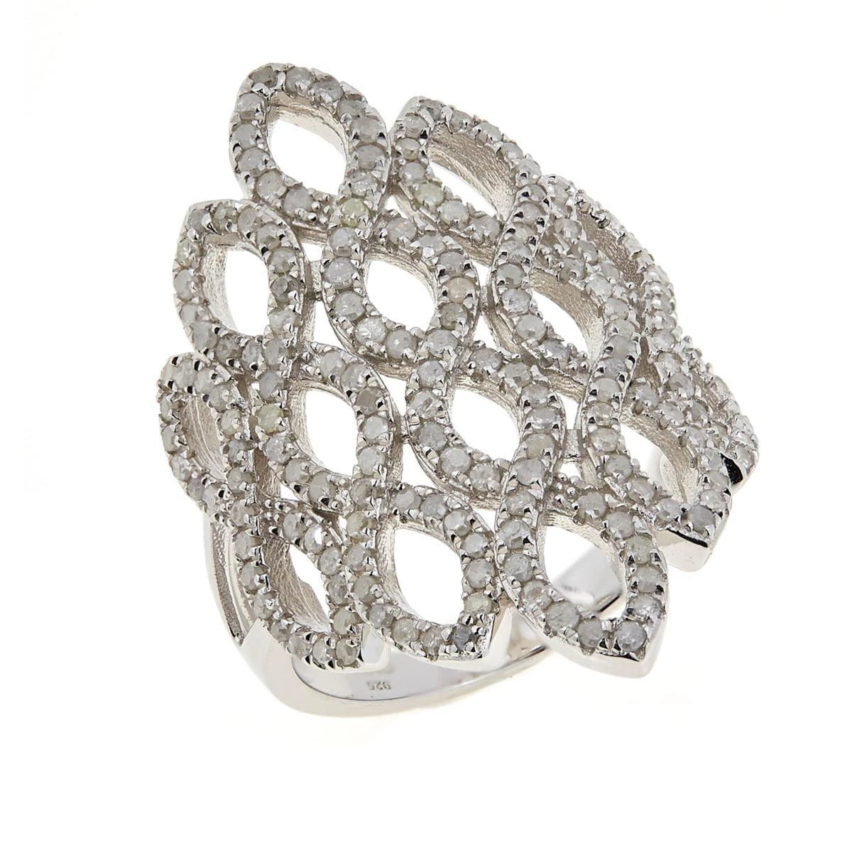 Colleen Lopez Sterling Silver PavÃ© Diamond Ring â€“ 0.90ctw â€“ Size 6