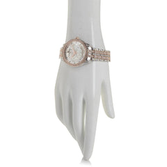 Croton 2-Tone Rose & Silver Mother-Of-Pearl Floral Dial Bracelet Watch Hsn $189