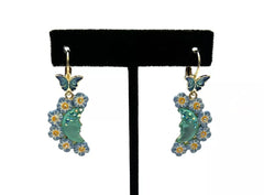 Kirks Folly Goldtone Blue Spring Moon Drop Earrings. 1"
