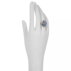 Colleen Lopez Sterling Silver Oval Tanzanite, Multi-Sapphire & Ruby Ring. Size 7