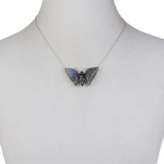 Colleen Lopez Sterling Silver Carved Labradorite Butterfly Necklace 18"