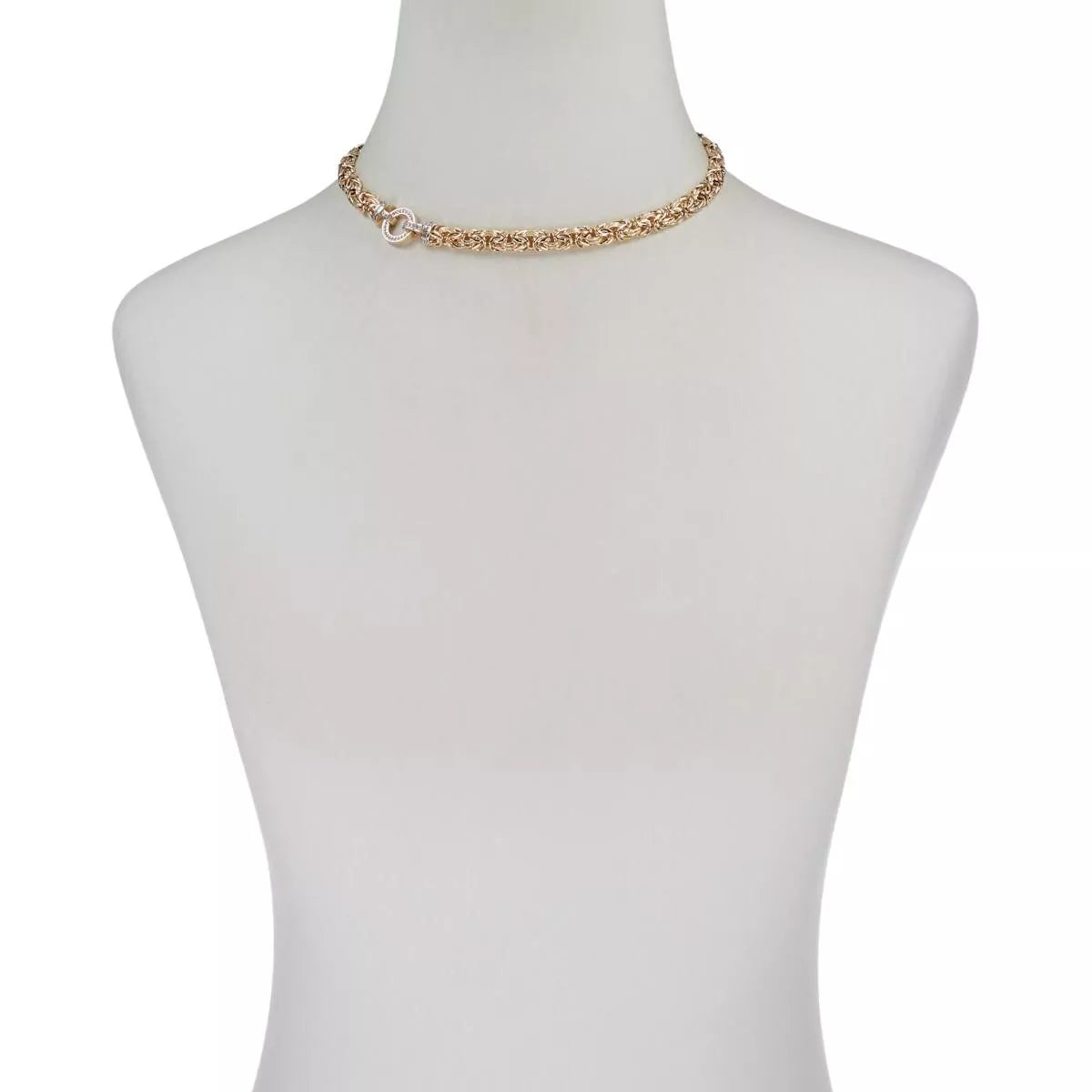 Sevilla Sterling Silver GoldClad Byzantine Necklace with Spinel Clasp. 18"