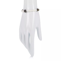 Imperial Pearls Sterling Peacock & White Cultured Pearl Station Bracelet. 6-3/4"