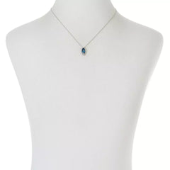 Colleen Lopez Sterling Silver Marquise London Blue Topaz Pendant Necklace. 18"