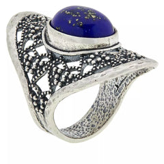 LiPaz Sterling Silver Filigree Frame Blue Lapis Ring, Size 7