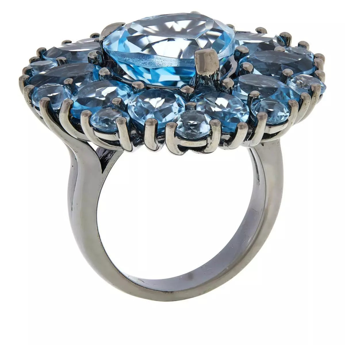 Colleen Lopez Sterling Silver Sky Blue Topaz Multi-Cut Cluster Ring, Size 6