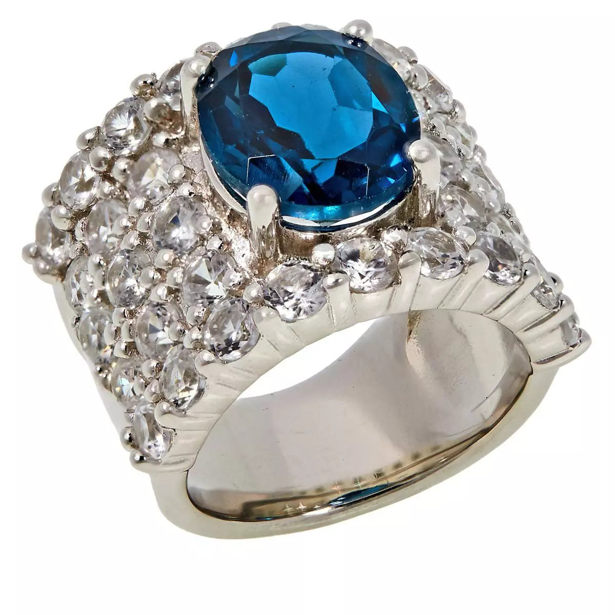 Colleen Lopez Sterling Silver London Blue Topaz & White Zircon Band Ring, Size 6