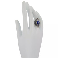 LiPaz Sterling Silver Filigree Frame Blue Lapis Ring, Size 7