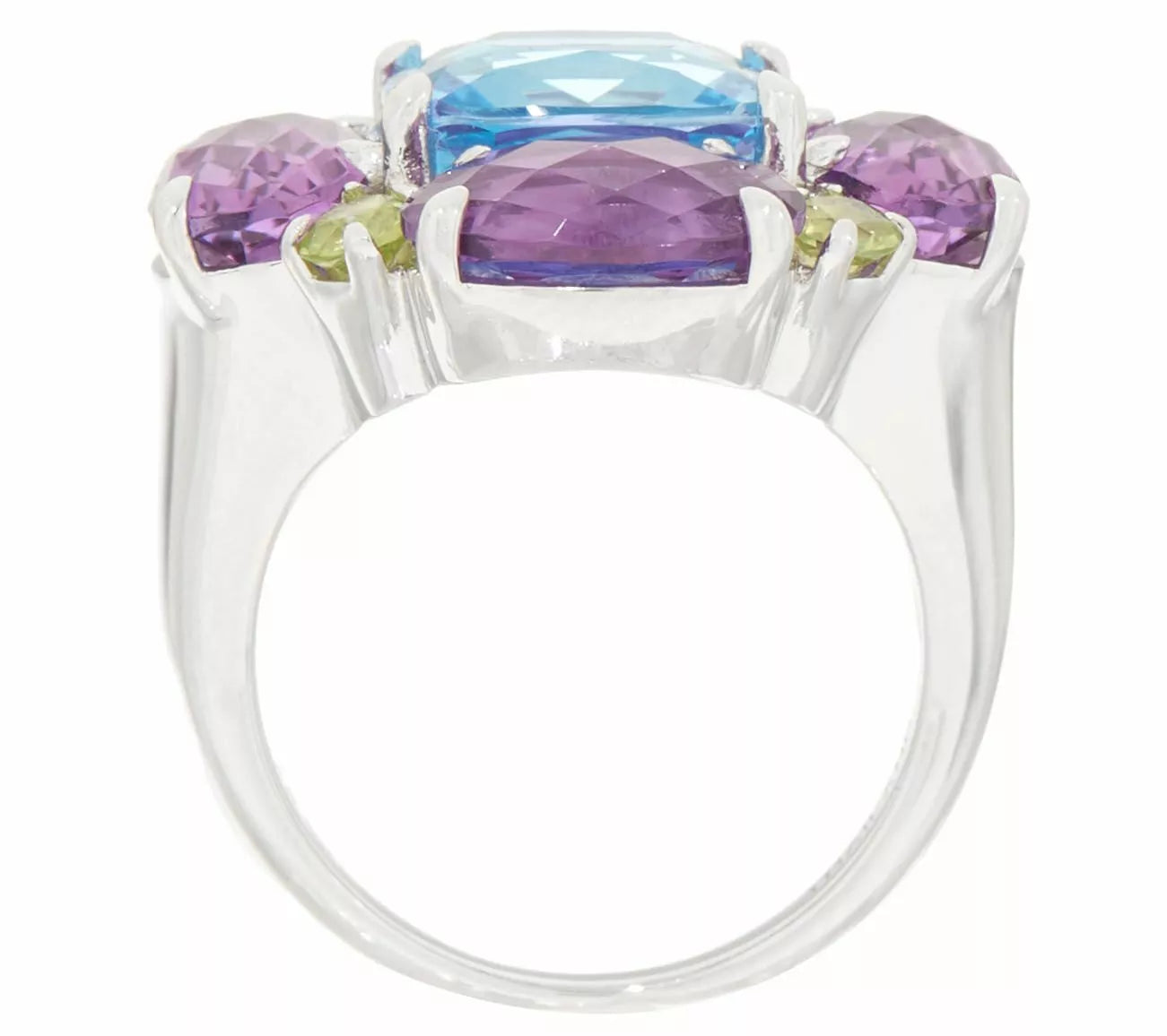 QVC Sterling Silver 10.10Ct Multi-Gemstone Flower Ring, Size 7
