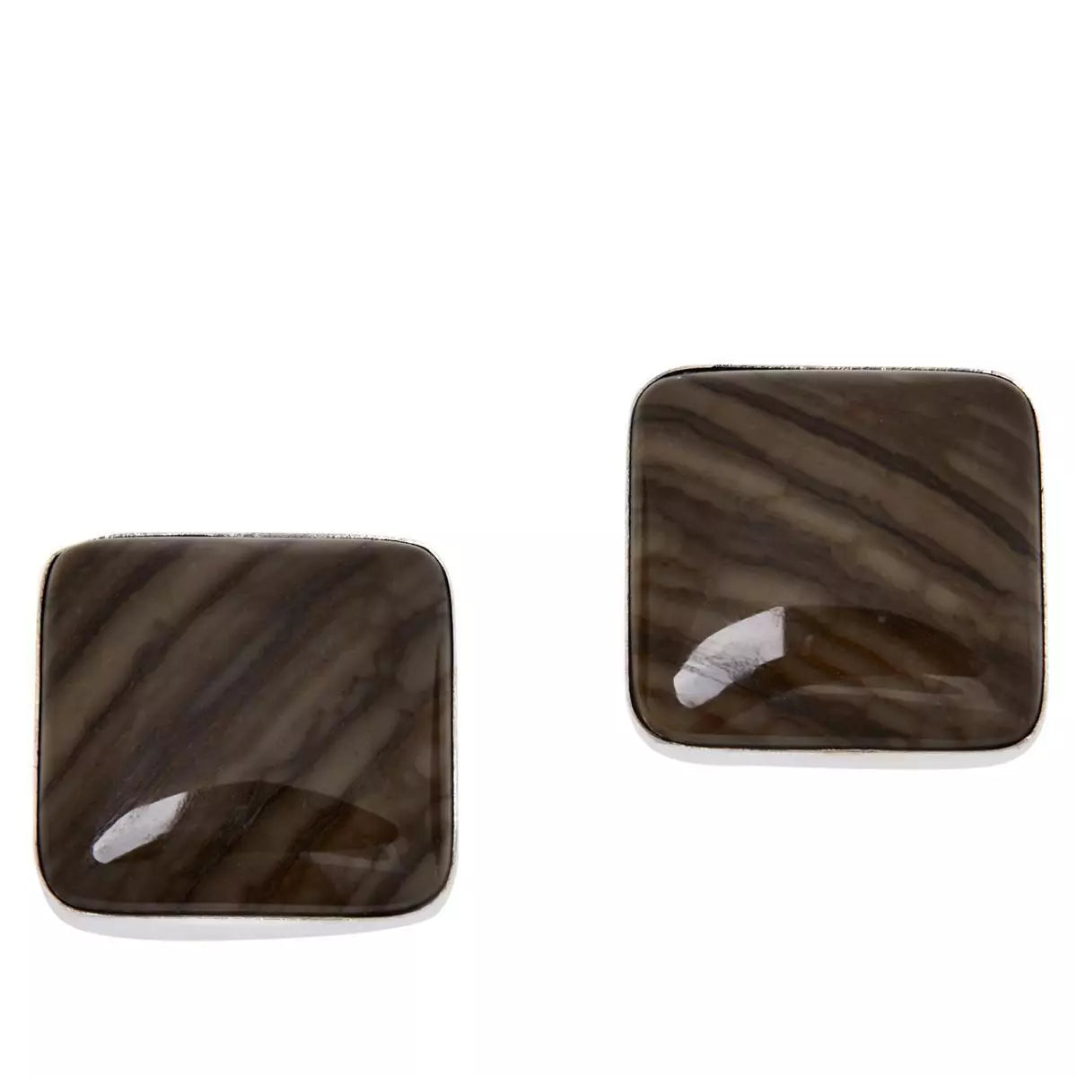 Jay King Sterling Silver Asian Chestnut Stone Stud Earrings, 3/4"