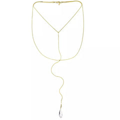Herkimer Mines Sterling Silver Goldclad "Diamond" Quartz Fancy Cut  Y-Necklace, 16"