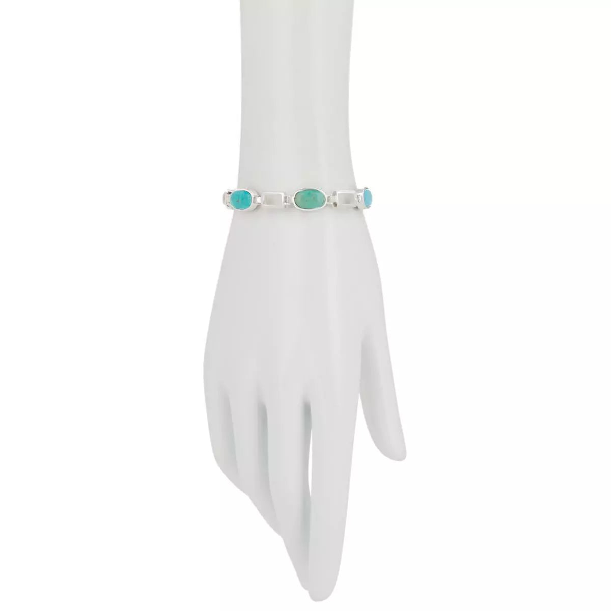 Pulsera reversible Jay King de plata esterlina con turquesa y ámbar color caramelo, 16,7 cm