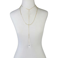 Herkimer Mines Sterling Silver Goldclad "Diamond" Quartz Fancy Cut  Y-Necklace, 16"