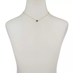 Collar con colgante redondo de diamantes verdes triturados, estilo decorativo de plata de ley, 45,7 cm