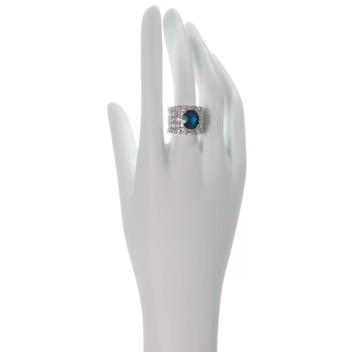 Colleen Lopez Sterling Silver London Blue Topaz & White Zircon Band Ring, Size 6