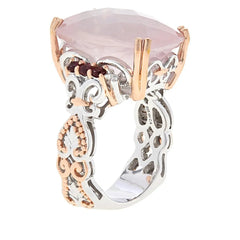 Anillo de cóctel de cuarzo rosa y morado en plata esterlina de Gems by Michael, talla 5