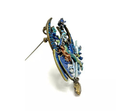 Kirks Folly Moon Diva Blue Enamel Witch Pin, 3"