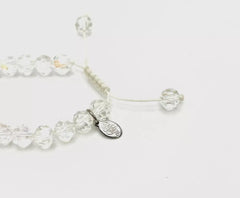 Kirks Folly Silvertone Clear Aurora Borealis Crystal Beaded Adjustable Bracelet
