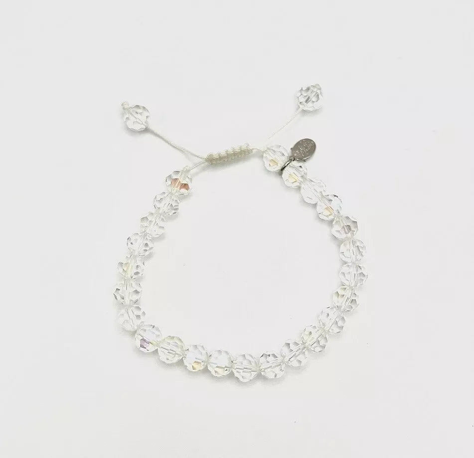 Kirks Folly Silvertone Clear Aurora Borealis Crystal Beaded Adjustable Bracelet