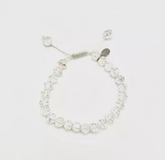 Kirks Folly Silvertone Clear Aurora Borealis Crystal Beaded Adjustable Bracelet