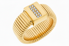 Emma Skye Goldtone Stainless Steel Crystal-Accented Stretch Ring, Size 7