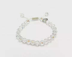 Kirks Folly Silvertone Clear Aurora Borealis Crystal Beaded Adjustable Bracelet