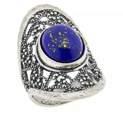LiPaz Sterling Silver Filigree Frame Blue Lapis Ring, Size 7