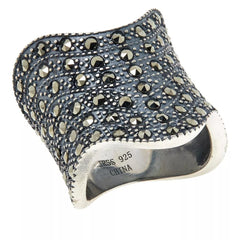 Colleen Lopez Sterling Silver Marcasite Wave Ring, Size 6