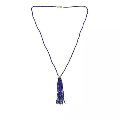Rarities Sterling Silver Goldclad Blue Lapis Rondelle Tassel Necklace. 28"